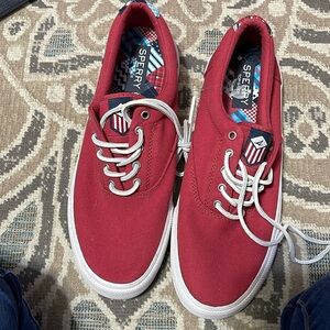 Sperry Top-Sider Striper Americana Men's Red Canvas Sneakers Size 10.5